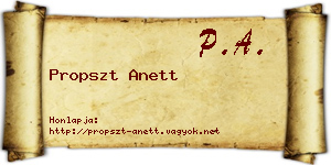 Propszt Anett névjegykártya