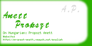 anett propszt business card